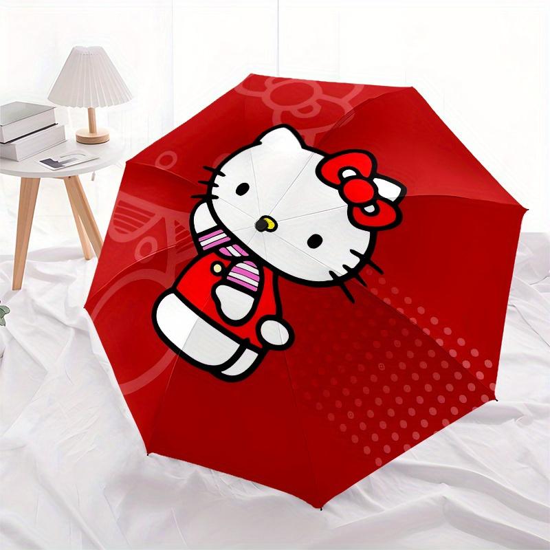 1pc Hello Kitty Red Background Umbrella with Plastic Handle,Suitable for All Seasons Home Travel Outdoor UmbrellaSanlio712
