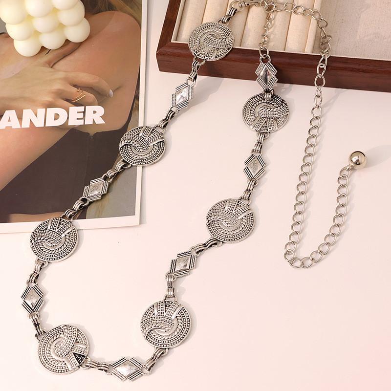 Retro Metal Waist Chain With Geometric Design For Boho Women Accessories