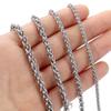 Cool Choker Silver Color Braided Wheat Chain Metal Collar Stainless Steel Necklace Heavy Link