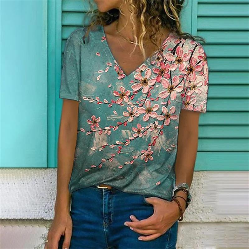 Летняя женская футболка большого размера с коротким рукавом и v-образным вырезом для женщин, белая модная женская футболка, топ с 3d принтом стрекозы, повседневная одежда