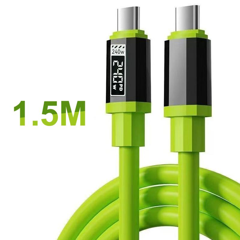 Кабель USB C 240 Вт с дисплеем мощности, Быстрая зарядка, Зарядное устройство для телефонов iPhone 15 16 17 Samsung Xiaomi Huawei, Шнур Type C 1-2 м