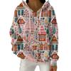 Женский модный повседневный пуловер с рождественским принтом, толстовка с капюшоном и длинными рукавами