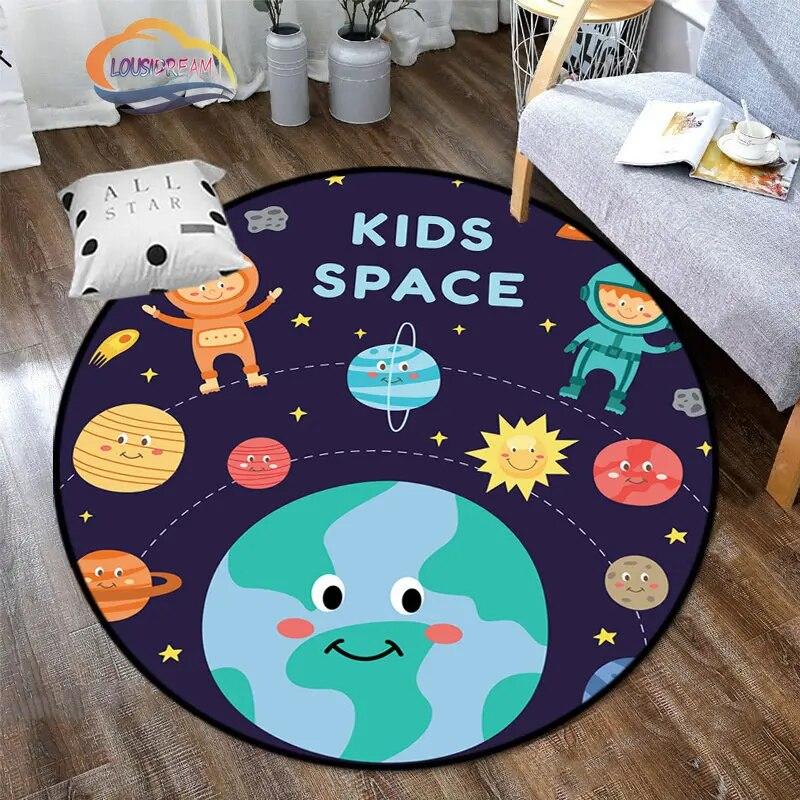 Космическая Вселенная вектор НЛО и множество планет в галактике круглые ковры для спальни Солнечная система детский ковер украшение гостиной