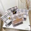Plaid Square Bag Women's Fashion with Chain Messenger Bag