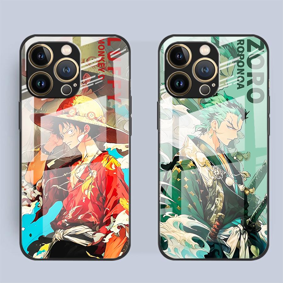 Стеклянный чехол для телефона для iPhone 17 Pro Max 11 16 15 Plus 8 Air 13 XR 12 14 OneS P-ieceS Luffy Zoro