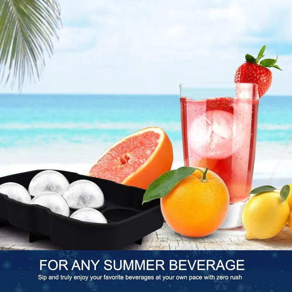 2/4/6 Spheres Ice Ball Maker Mold Food Grade Silicone Ice Cream Mold Easy Release Ice Cube Tray For Cocktails Whiskey Cold Drink