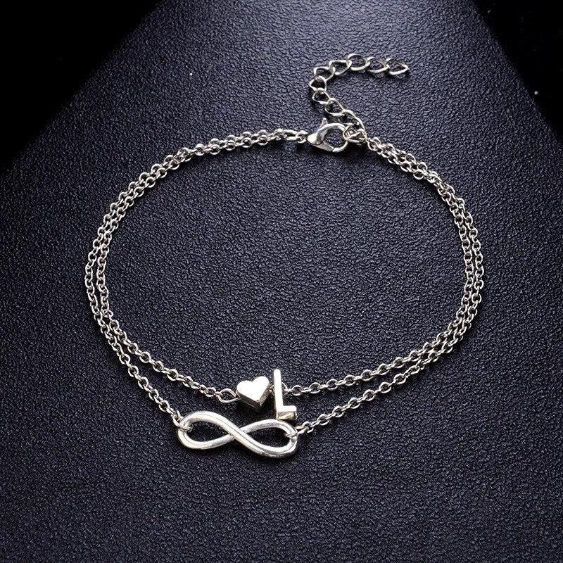 Cross Charm Chain Initials Anklets for Women Sandals Pulseras Tobilleras Mujer Letter Pendant Anklet Bracelet Foot Jewelry Gift