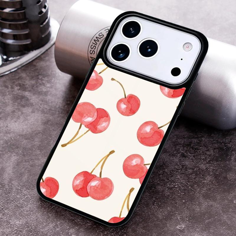 Watercolor Cherry Fruit Phone Case For iPhone 17,16e,15,14,13,12,11,Mini,Pro,MAX soft Silicone Cover
