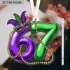 Mardi Gras Number 67 Acrylic Ornament, Festive Hanging Decor for Mardi Gras Celebrations, Party Favors, Home Wall Decor,Carnival Themed Event Supplies