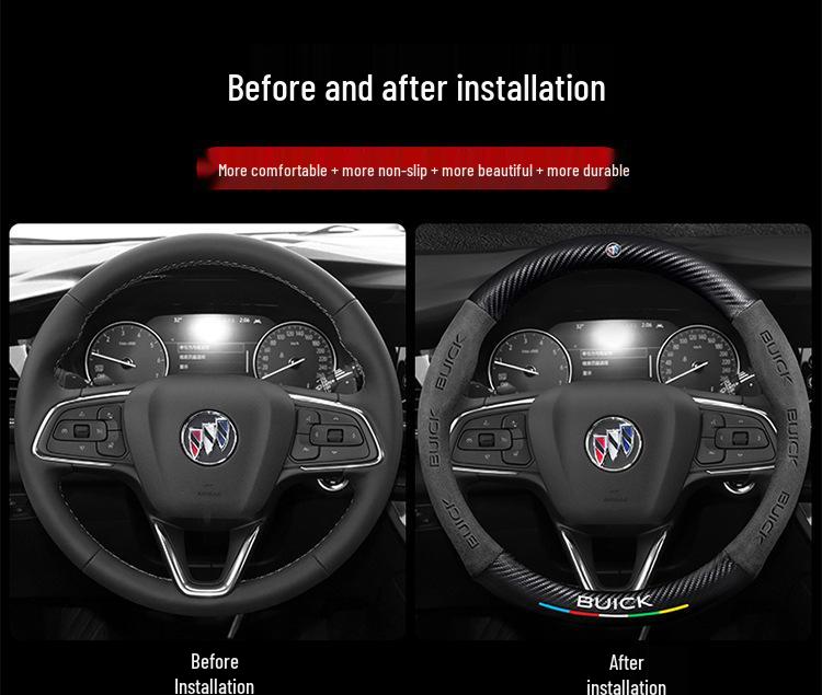 Genuine Leather Steering Wheel Cover for Buick: Encore, Verano, Excelle, Regal, LaCrosse, GL8