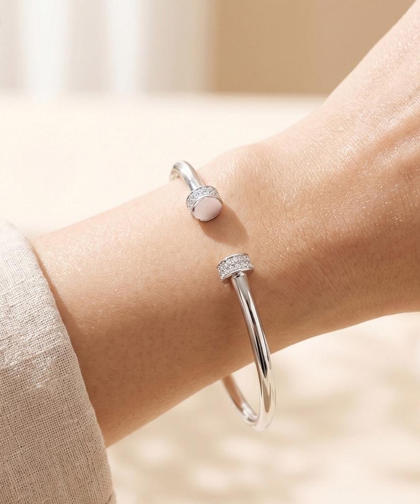 Helene Jewelry 925 Silver Force Line Bangle Silver Bracelet