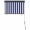 Store extérieur - Store roulant - 100 x 250 cm - Bleu et blanc - Anti-UV manuel
