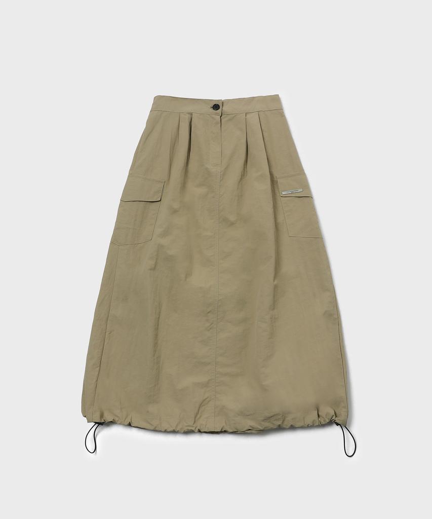 Slow Record House Nylon Cargo Long Skirt_Beige