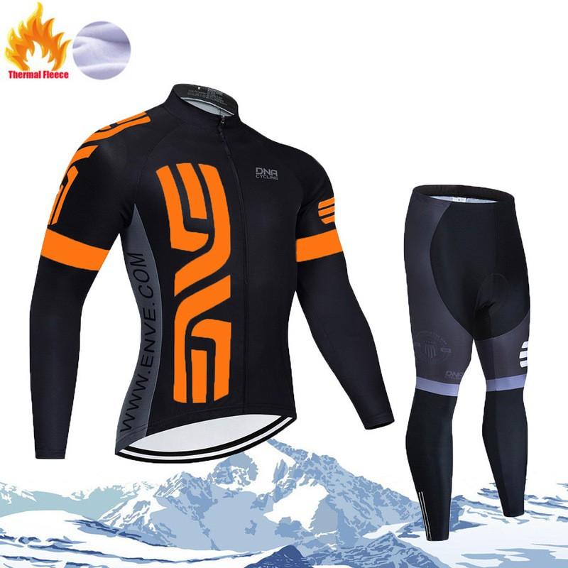 Winter Cycling Thermal Fleece Long Sleeve Set Men Women - Warm Breathable Bike Apparel