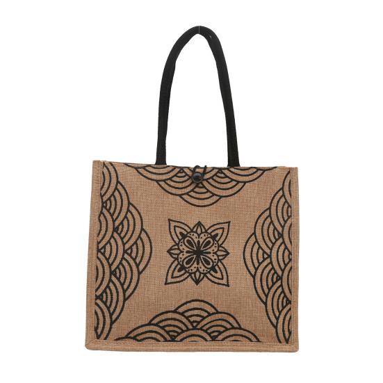 Women Handbag Ethnic Style Versatile Shoulder Bag Large Capacity Buckle Closure Shopping Travel Commuting Tote Bag