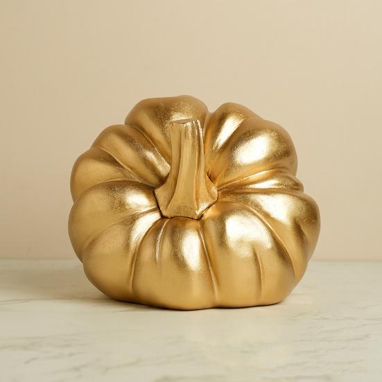 Halloween Pumpkin Ornament Fine Workmanship Hand-painted Pumpkin Art Piece Autumn Seasonal Home Decor