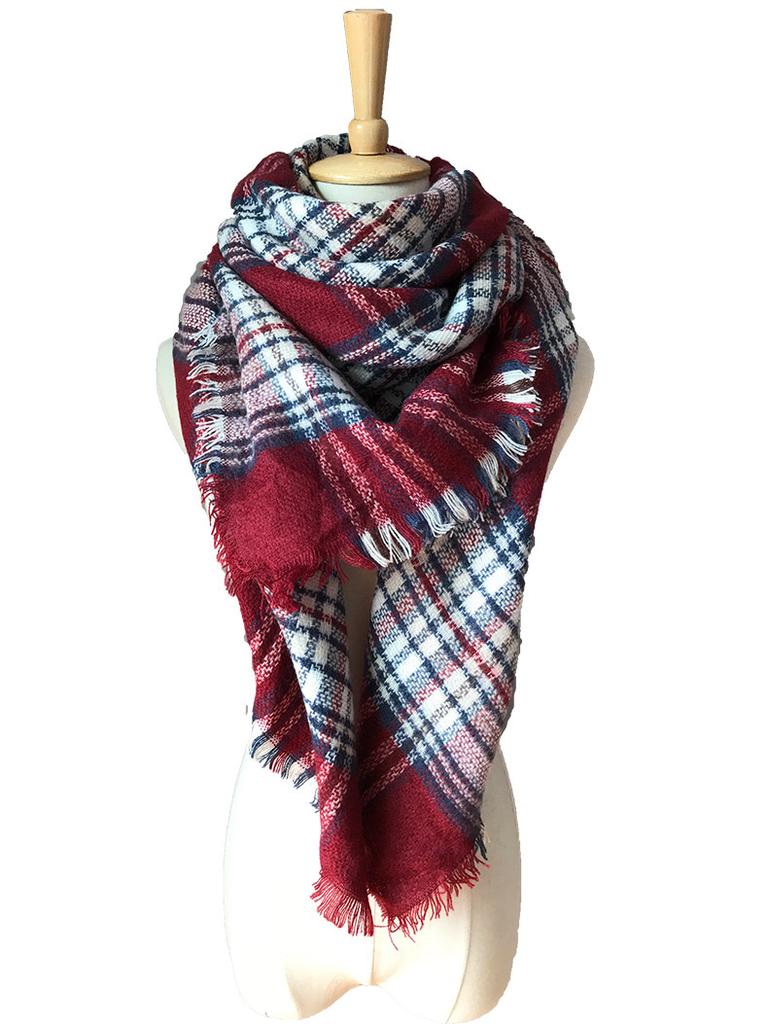 Autumn and Winter New Colorful Plaid Square Scarf Plaid Scarf Men's and Women's Imitation Cashmere Plaid Scarf Shawl
