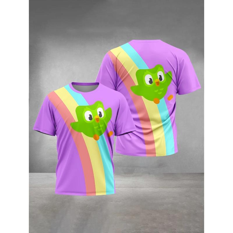 3D Printed Men's Clothing Men's Women's General Outdoor Clothing Suitable for Cartoon Duolingo Men's Comfortable T-Shirt Tops
