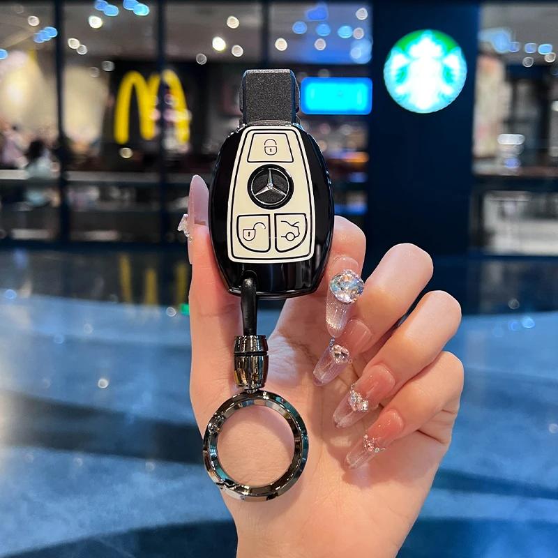 TGM3 Female Key Case for Mercedes Benz CLS CLA GL R SLK AMG A B C S Class 3 Button Remote Car Key Cover Holder Keychain Accessories