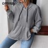 Autumn and Winter Plus Size Casual Fresh Sweet Women's Pullover Hooded Loose Sweatshirt