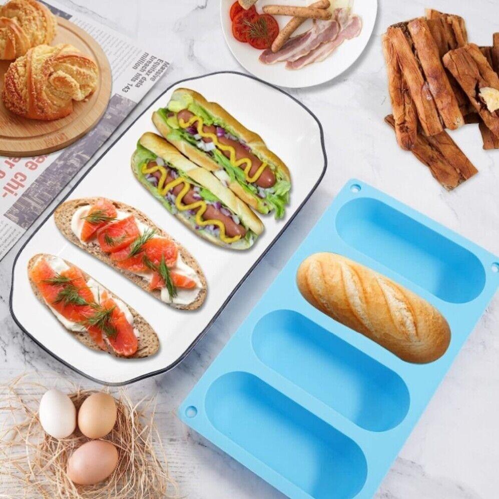 2pcs 2 Pack Silicone Hot Dog Bun Pan 2 Pack Sausage Mold Bread Forms