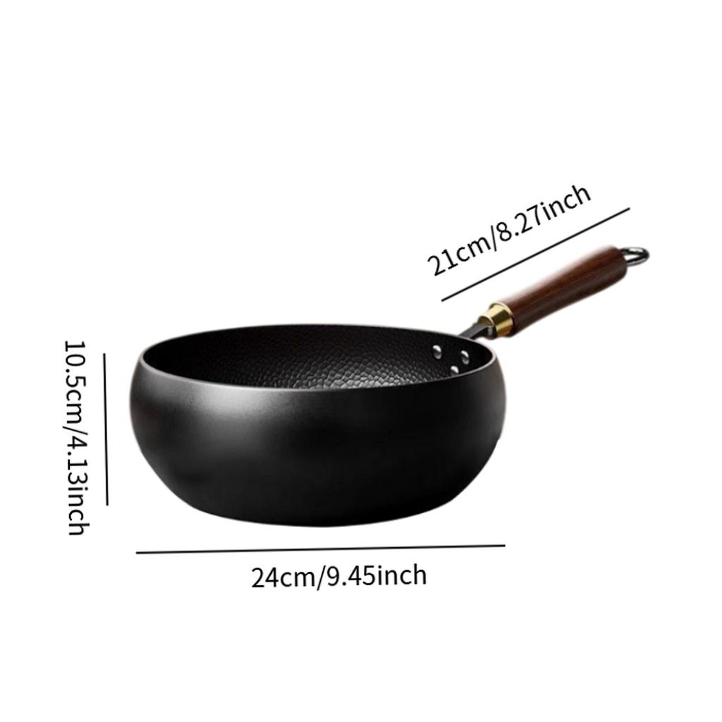 24 см железная сковорода Wok китайская кулинарная посуда для кипячения без покрытия газовая сковорода с плоским дном