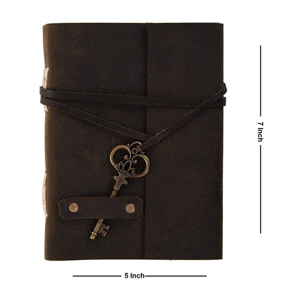 Handmade Embossed Travel Diary with Style and Formate with Key Rope - Brown. Size 5x7 Inches