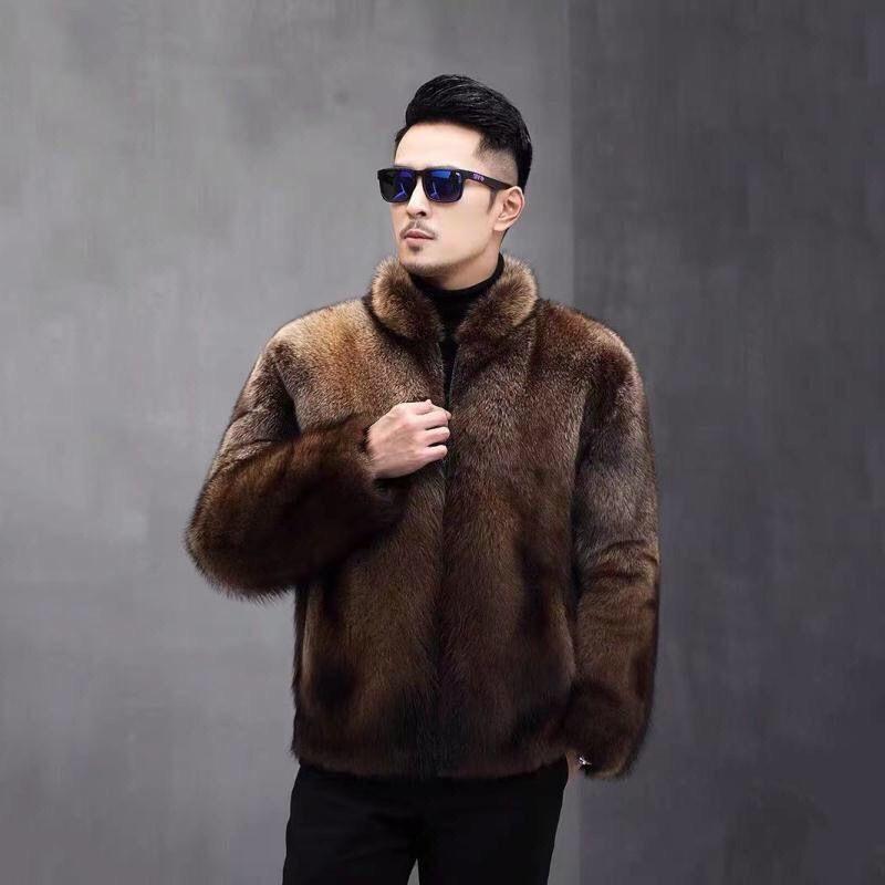 Североамериканская модная мужская шуба из искусственного меха норки и травы, мужская шуба из норки, модная свободная короткая куртка со стоячим воротником