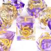 7 Pcs  Purple Resin Ring Golden Number Sharp Edge Dice Polyhedral Dice Suitable for Role-Playing RPG  Board Game