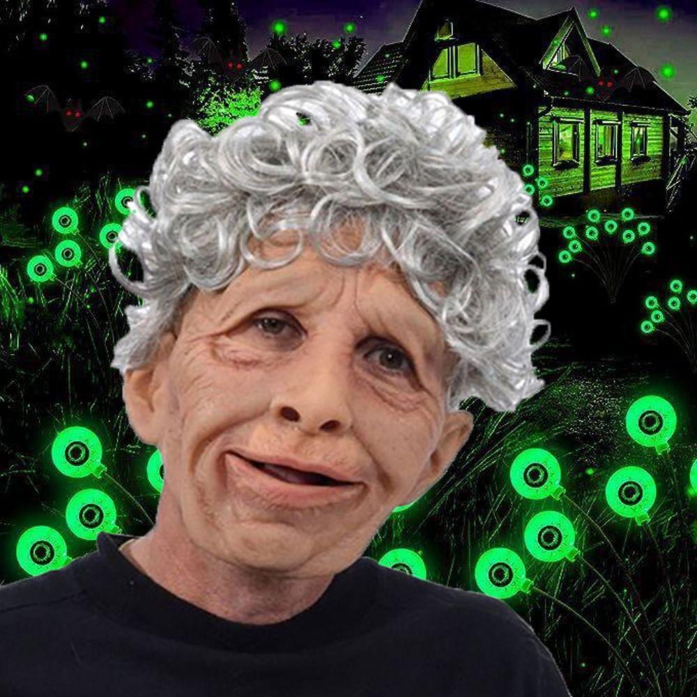 Soft Masquerade Head Cover with Hair Grandma Headgear Household Halloween Old Man Mask Fool's Day