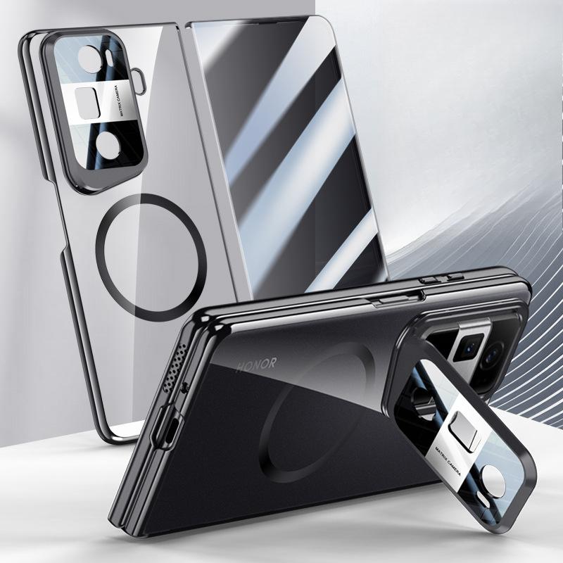 Подходит для Honor Magicvs3 Чехол для мобильного телефона Пленка Интегрированный Простой Всевключающий Противоударный Кронштейн Магнитная Адсорбция Прозрачный Гальванизированный Чехол