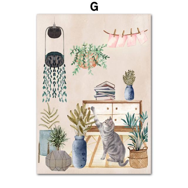 Современная скандинавская ваза Monstera в стиле бохо, подорожник, комнатное растение, настенная живопись на холсте, постеры и принты, фотографии для декора гостиной