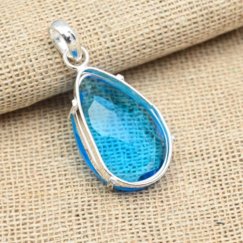 Граненый танзанитовый драгоценный камень стерлингового серебра 925 пробы Ювелирные изделия ручной работы Красивый кулон