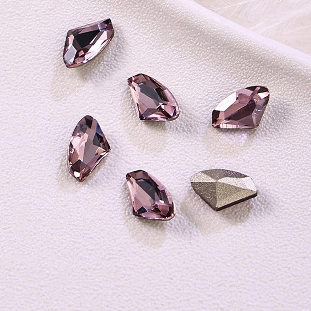 10 штук розовых блестящих стразов для украшения ногтей, смешанные формы, включая сердечки, квадраты, бабочки, капли, для DIY дизайна ногтей, дома, в салоне, для вечеринки