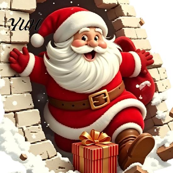 Decorative Wall Stickers Broken Santa Sticker, Christmas Claus Decoration Decal, Reusable Decals Removable Mural for Living Room Bedroom Holiday Party