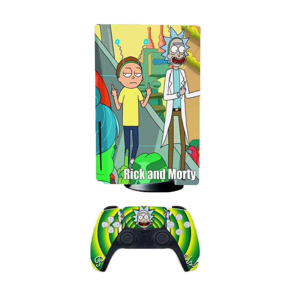 Аниме Рик и Морти Наклейка Обертка Скин Наклейка для PS5 Стандартная Версия с Дисководом