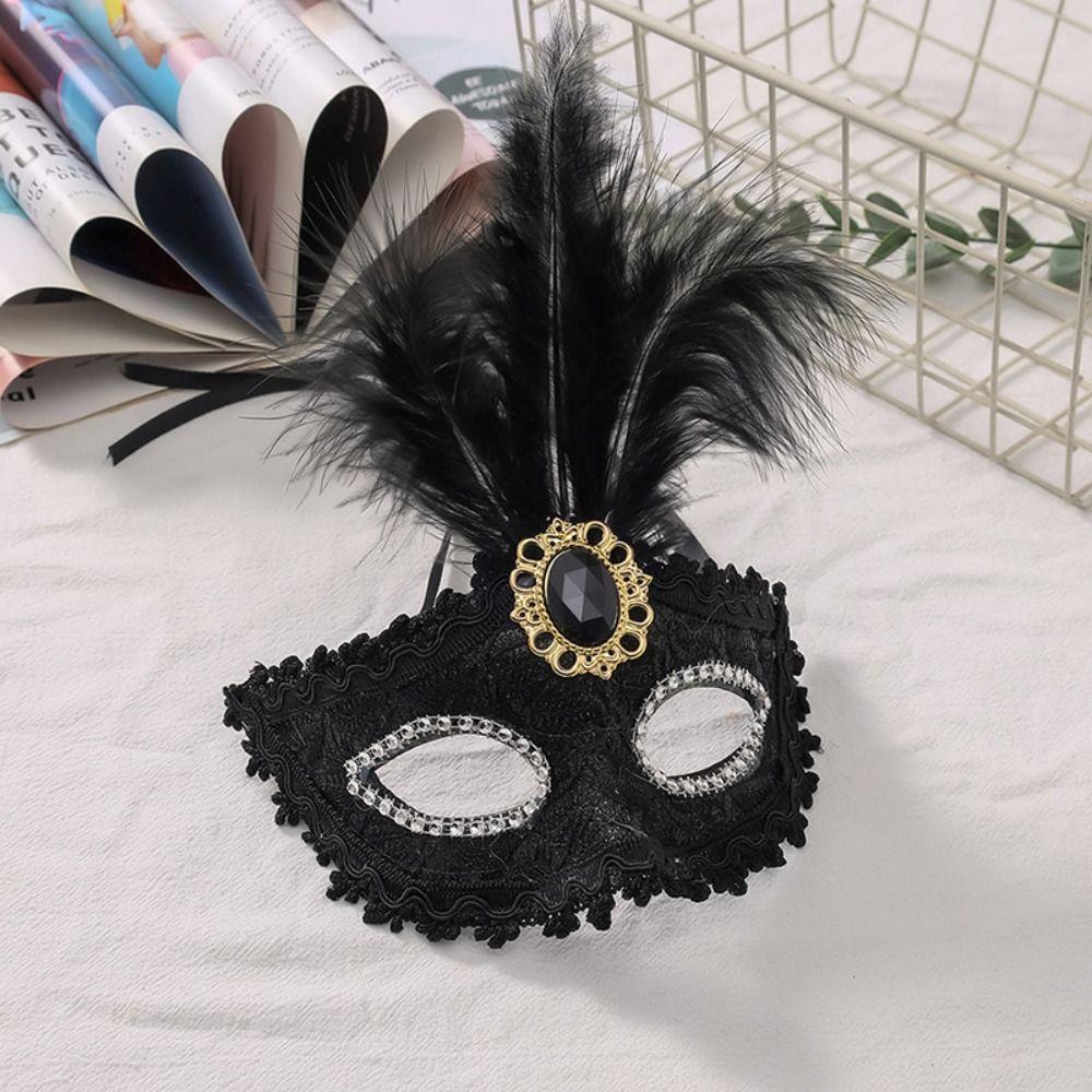 1Pcs Lace Party Mask Peacock Feathers Masquerade Mask Half Face Mask Christmas Halloween