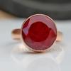 Круглый ограненный необработанный красный рубин серебро 925 пробы 18К матовое покрытие розовое золото кольцо, кольцо-заявление с натуральным рубином, ювелирное изделие в подарок