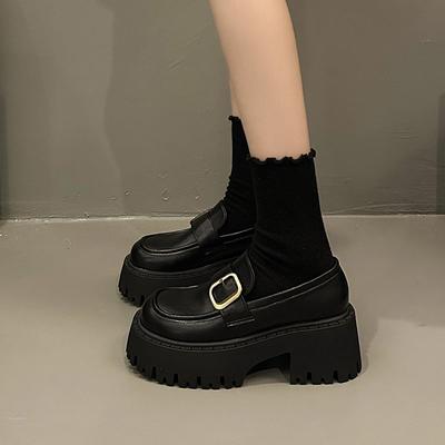 Женские туфли на высоком каблуке Мэри Джейн Лоферы Винтажный британский стиль Дизайн на платформе Весенне-осенняя обувь Обувь на платформе