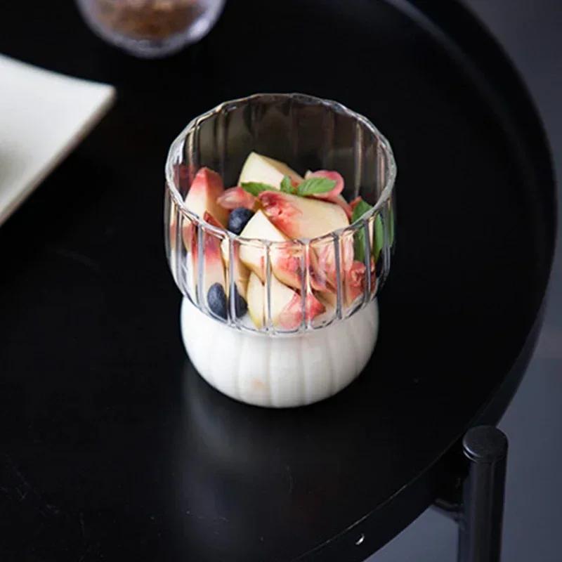 250 мл Ins Ice Milk Coffee Glass Cups Ribbed Drinking Glasses Glassware for Cocktail Beer Soda Juice Home Bar Party Gift