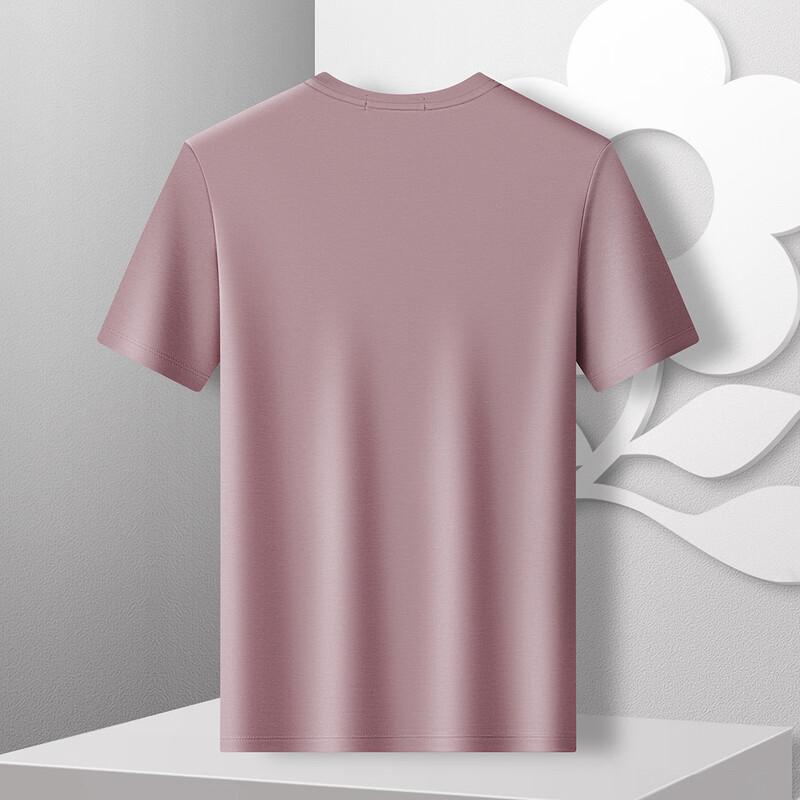 MONTAGUT Men's V-Neck Mulberry Silk Blend Short Sleeve T-Shirt