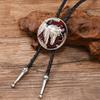 Европейско-американский стиль Кожаный шнурок Ожерелье с подвеской в виде лошадиной головы с эмалью, Ретро Боло-галстук, Цепочка для свитера - Унисекс дизайн
