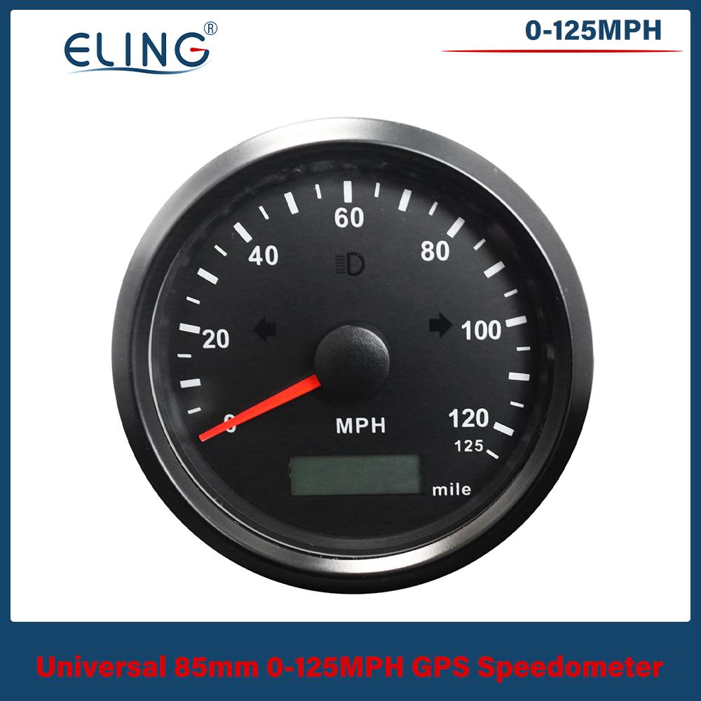 ELING 85мм GPS Спидометр 0-125 миль/ч 0-160 миль/ч 0-200 миль/ч Одометр Левый Правый Дальний свет с Красной Желтой подсветкой для Автомобиля Грузовика RV