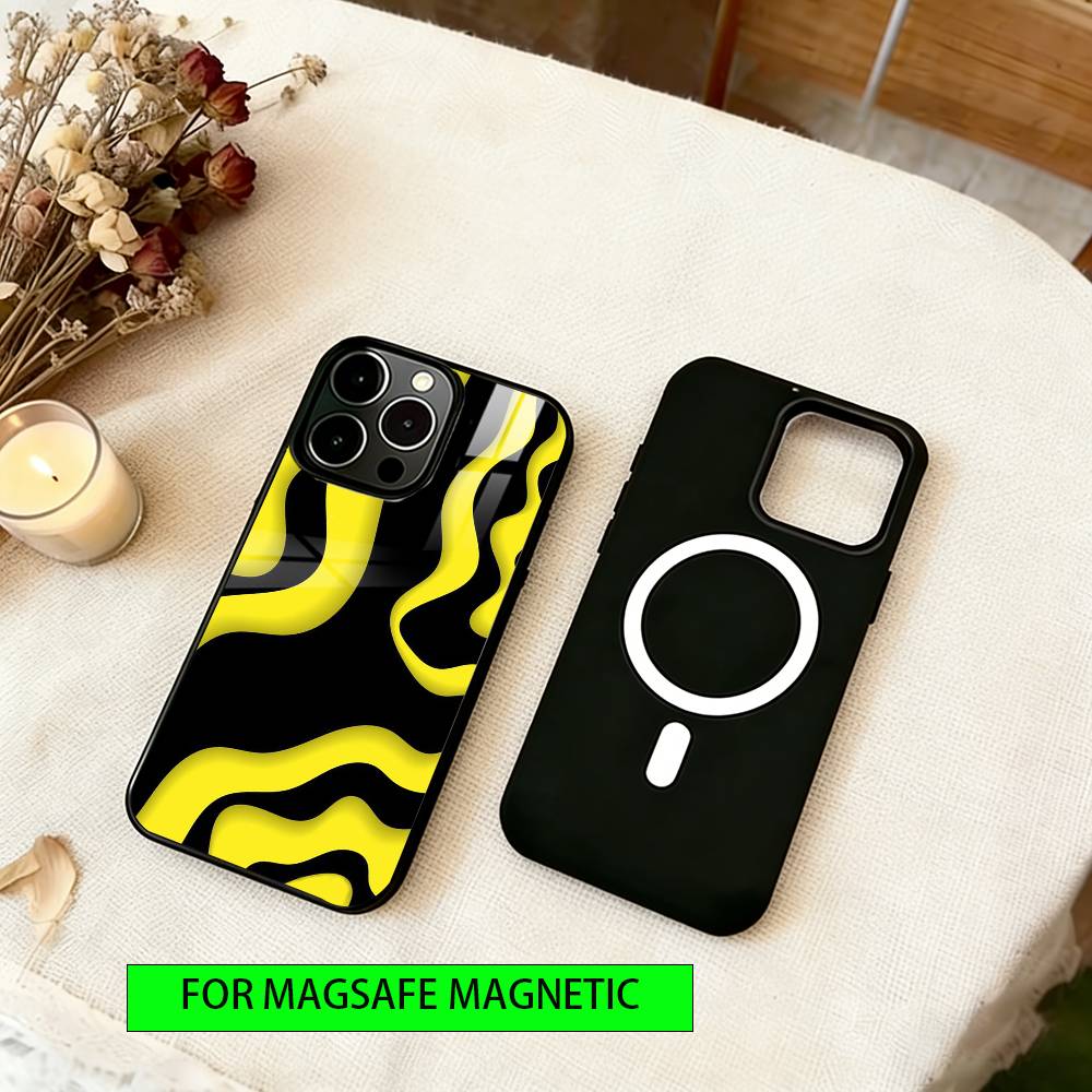 Linear form Phone Case For iPhone17,16,15,14,13,12,11 Plus,Pro Magnetic For Magsafe Wireless Charging