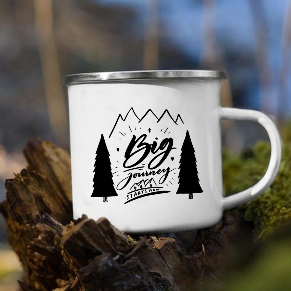 Let's Go Travel The World Camping Enamel Cup Handle Cups Coffee Tea Milk Mugs Party Best Gifts Camping Campfire Coffee Mugs