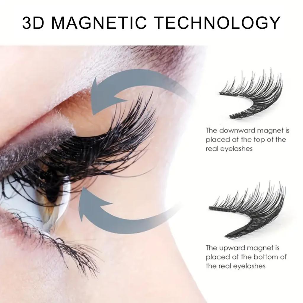 Magnetic False Eyelashes Set 8 Pairs with Magnetic Eyelash Applicator C Curl Fiber Material