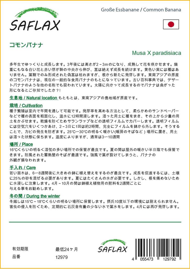 SAFLAX Банан обыкновенный - 10 семян - Musa X paradisiaca