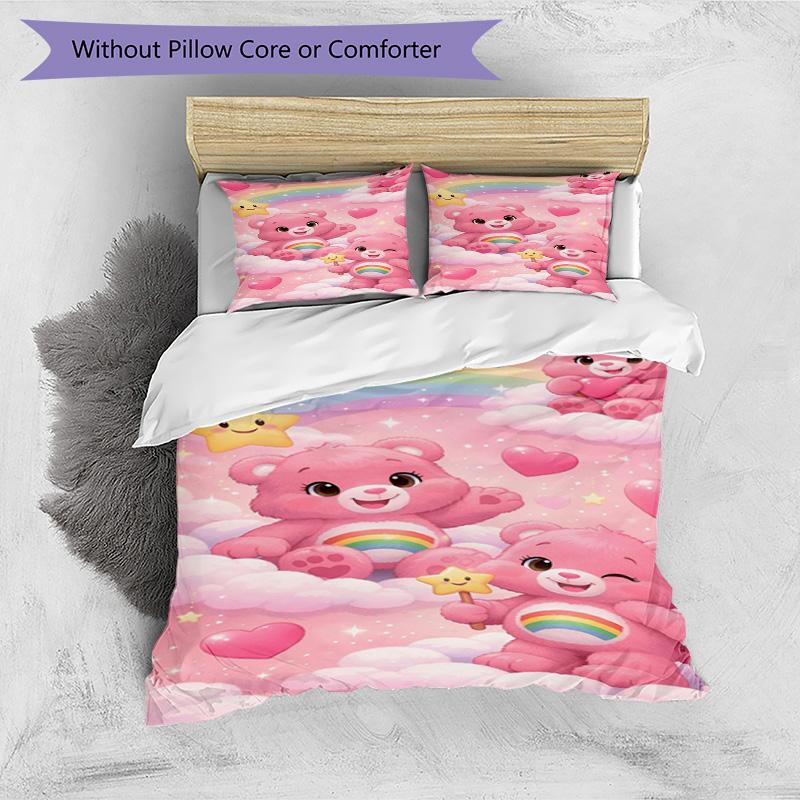3pcs Duvet Cover Set (1*Duvet Cover + 2*Pillowcase, Without Core), Care Bears Print Bedding Set, Bedroom Decor, All‑Season, Birthday Gift