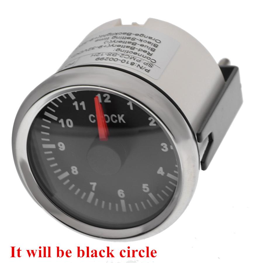 52mm Black Clock Gauges 12 Hours Meter Red Backlight Instrument For Car SUV Boat