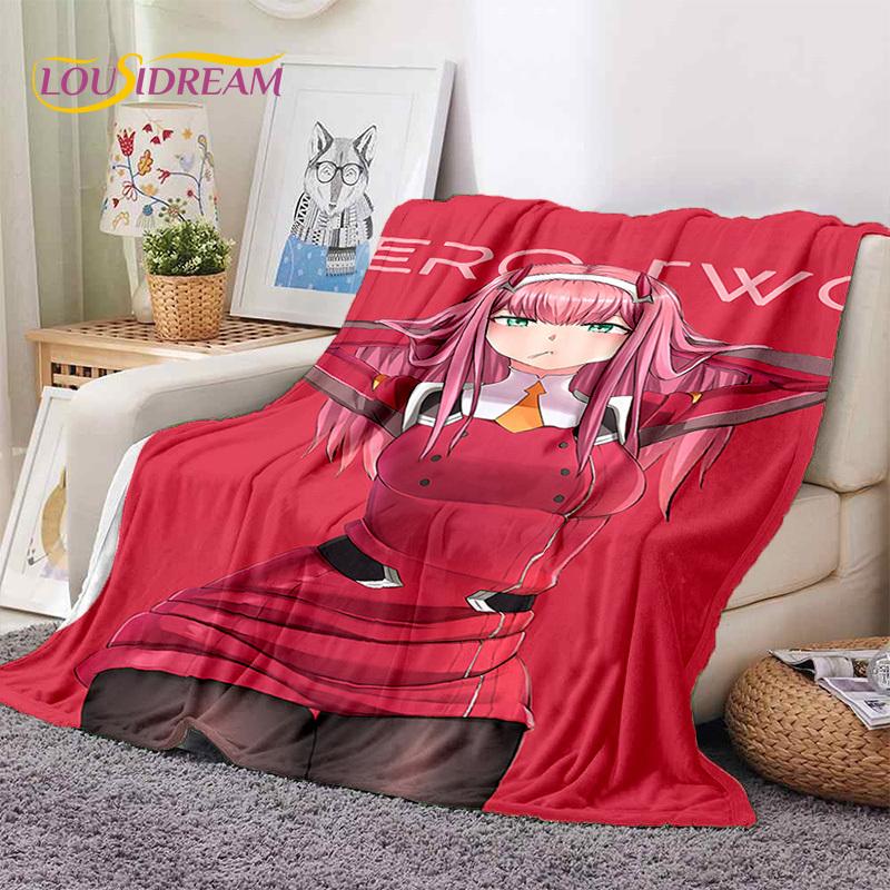 Zero Two Sexy Girl DARLING in The FRANXX Cartoon Flannel Blanket for Bed Bedroom Sofa Picnic,Throw Blanket for Outdoors Leisure
